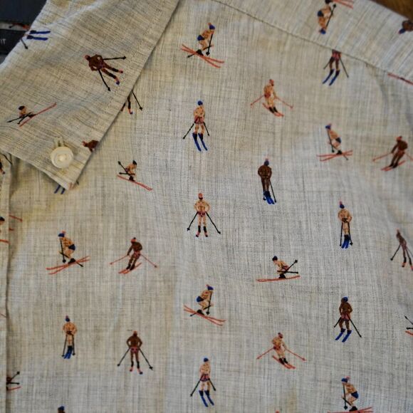 Bonobos Shirt Mens Small Long Gray Button Down Slim Fit Ski Skier - Picture 6 of 7